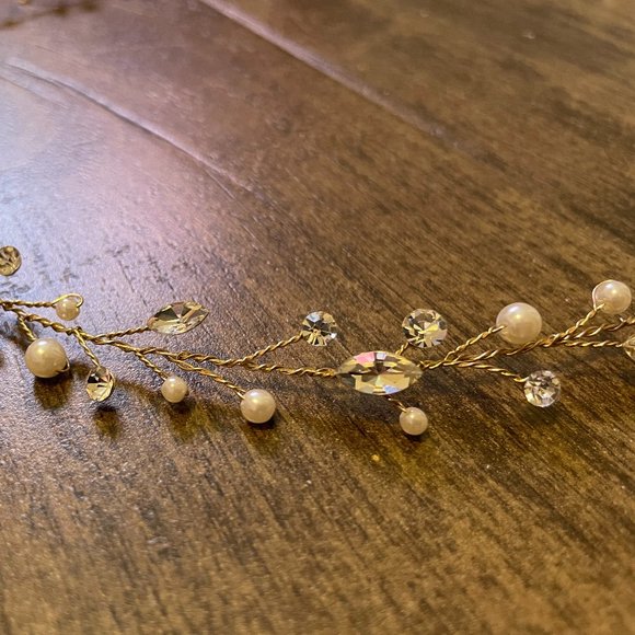 Wedding Hair Vine Headband - Swarovski Crystal & Pearl main image 9